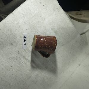 Coffee Mug With Harlequin Patterned Design Handmade Ceramic Rusty Brown